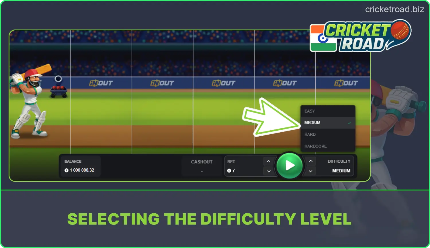 Choosing a challenge mode in Cricket Road